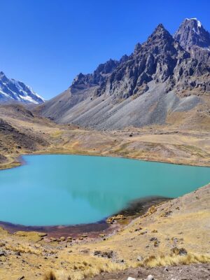 ausangate-trek-to-rainbow-mountain-blue-lake 5-day Ausangate trek to Rainbow Mountain