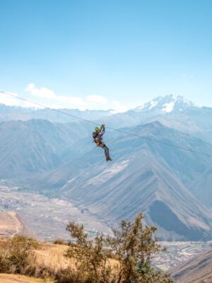 zip-line-cusco-tour-sacred-valley-person-far Zip line Cusco - Adrenaline adventure in the Sacred Valley