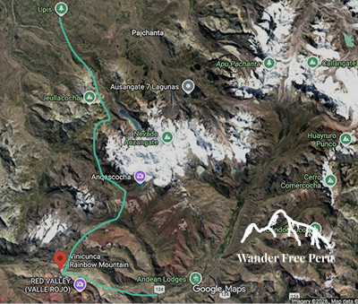 Ausangate trek 4 days to Rainbow Mountain map